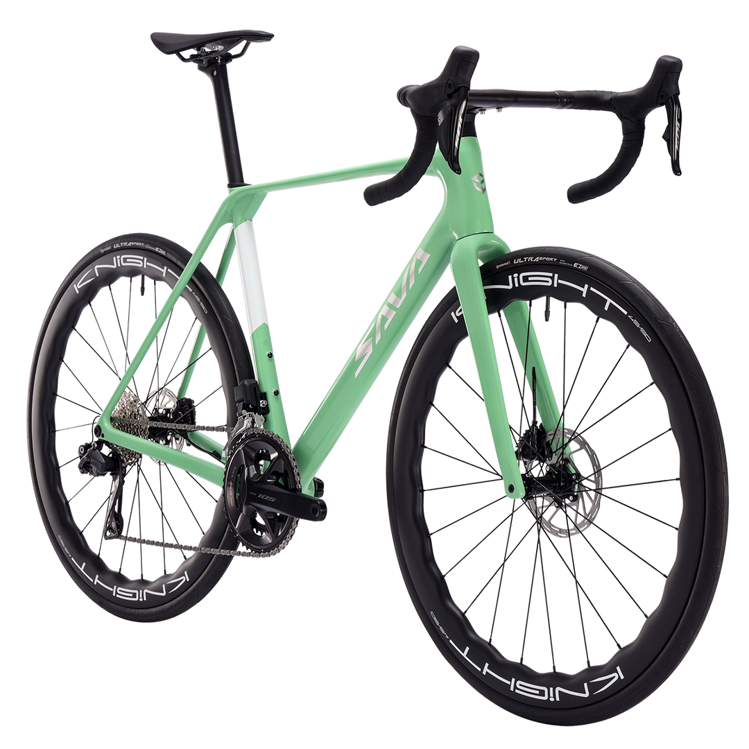SAVA AeroX SLR7 105 Di2 Carbon Road Bike 24 speed-Knight carbon wheelsets-Green Side