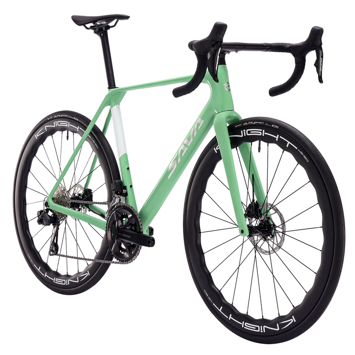 SAVA AeroX SLR7 105 Di2 Carbon Road Bike 24 speed-Knight carbon wheelsets-Green Side