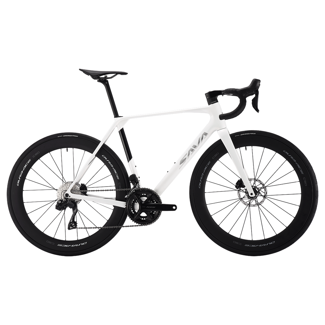 SAVA AeroX SLR7 105 Di2 Carbon Road Bike 24 speed-Dura Ace Carbon Wheesets -White