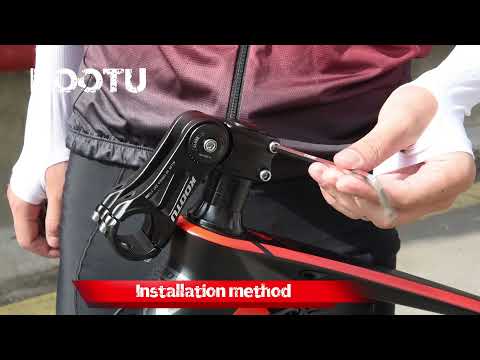 Installation angle demonstration of durable steel rise stem for MTB, improving riding posture.