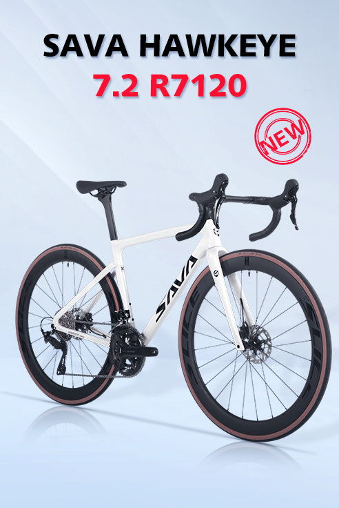 SAVA Hawkeye 7.2 R7120 carbon road bike with modern design, black and white frame, new release