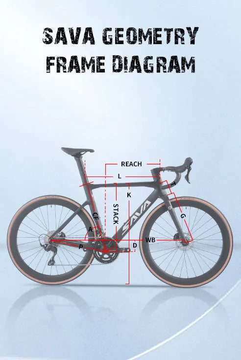 SAVA carbon bike geometry frame diagram showing measurements and labeled parts