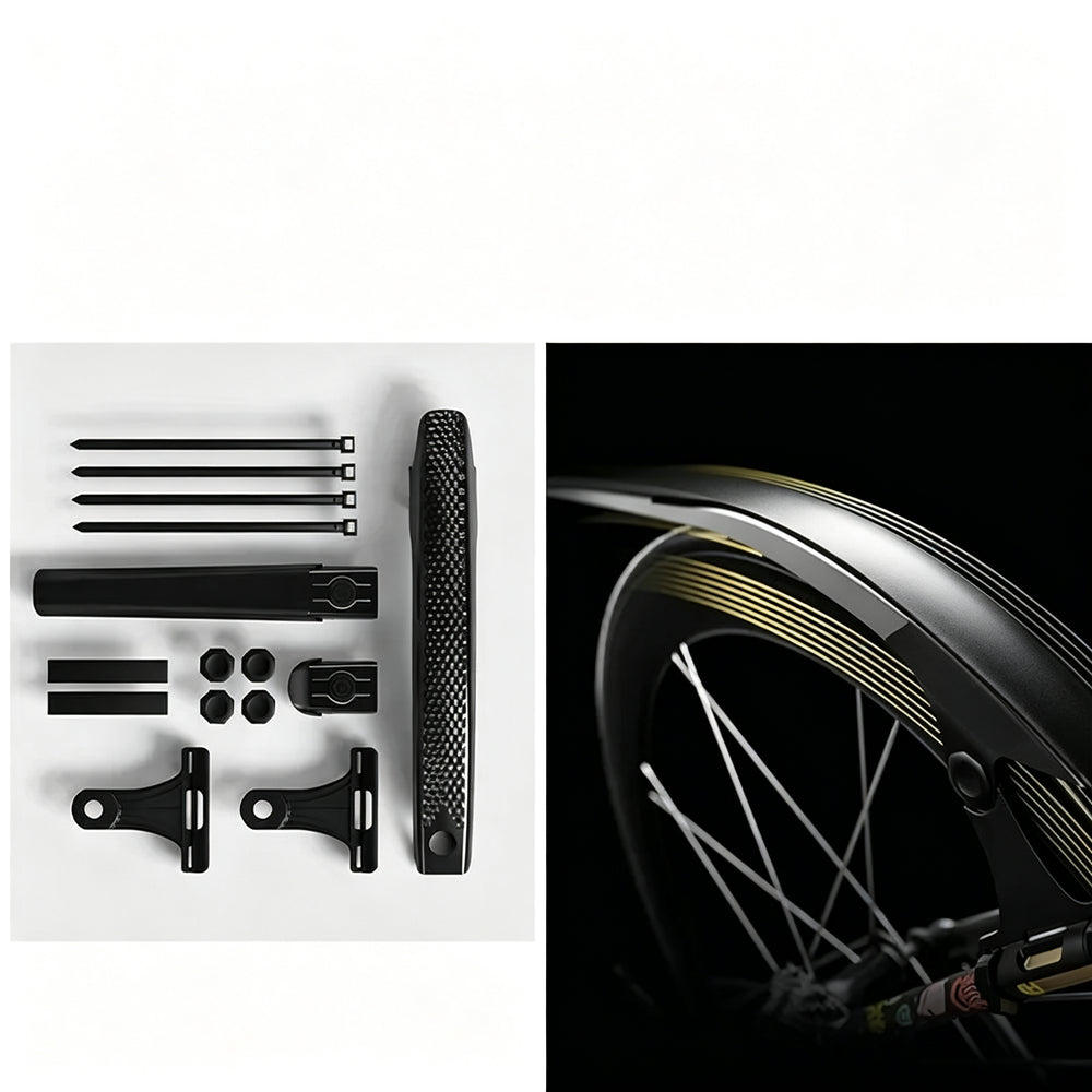 ENLEE black road bike fender quick-release mounting hardware kit with installation display
