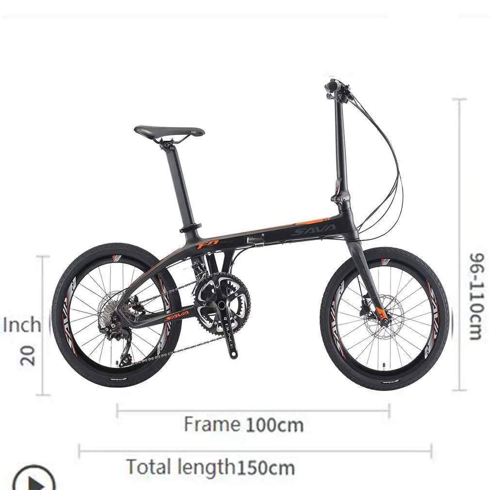20 Inch SAVA Z1 Carbon Fiber Folding Bike 9Speed - SAVA Carbon Bike
