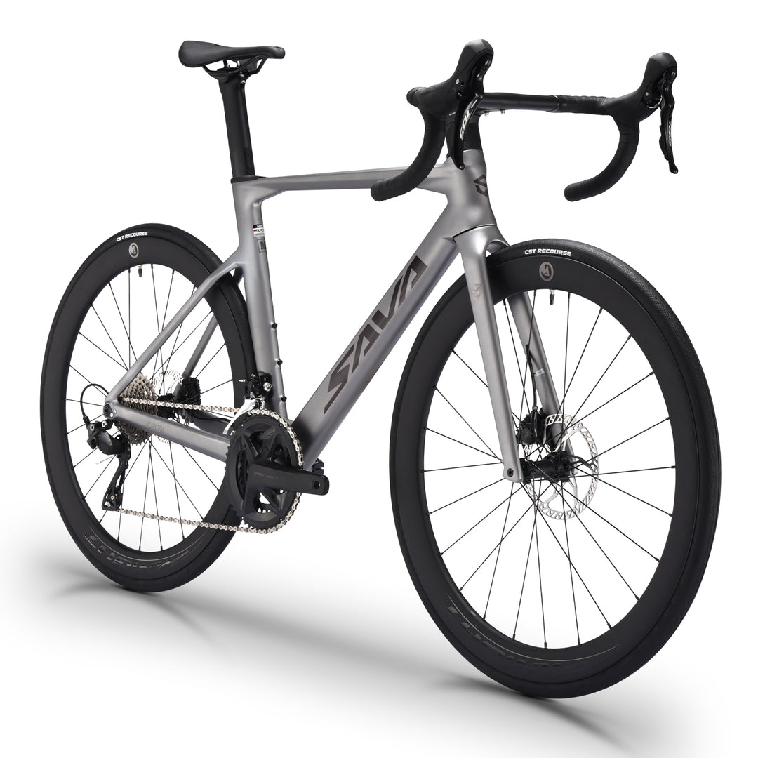 2026 A7L Pro Full Carbon Road Bike-Gray-45-degree angle