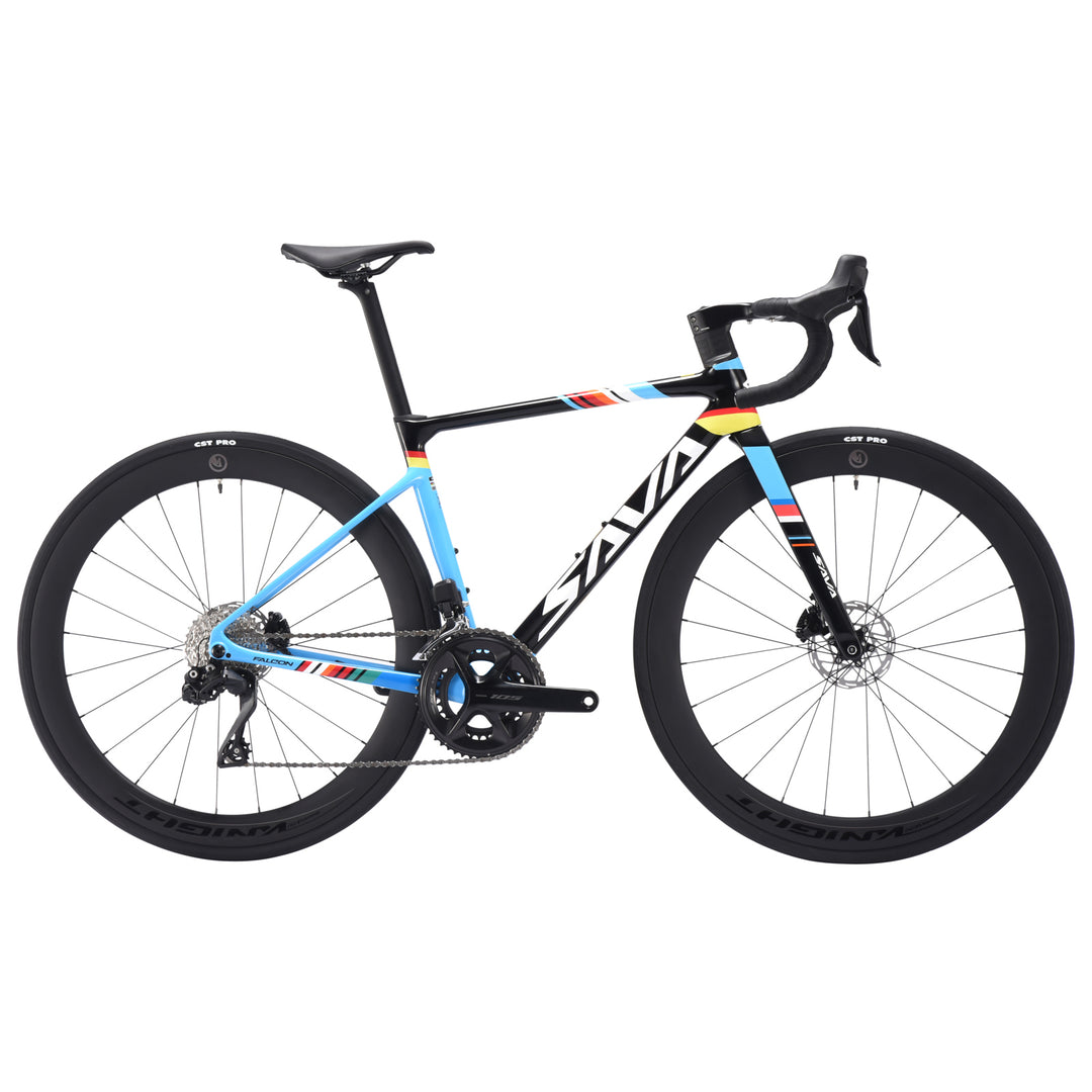 2026 SAVA F-Falcoh carbon race bike-Black blue-shimano 105 di2 groupset-700c carbon wheels