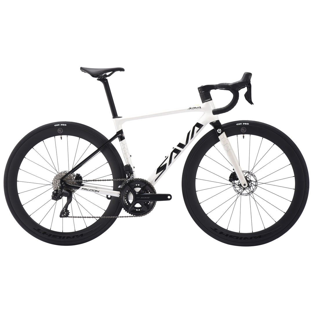 2026 SAVA M-Falcoh carbon race bike-Black white-shimano 105 di2 groupset-700c carbon wheels