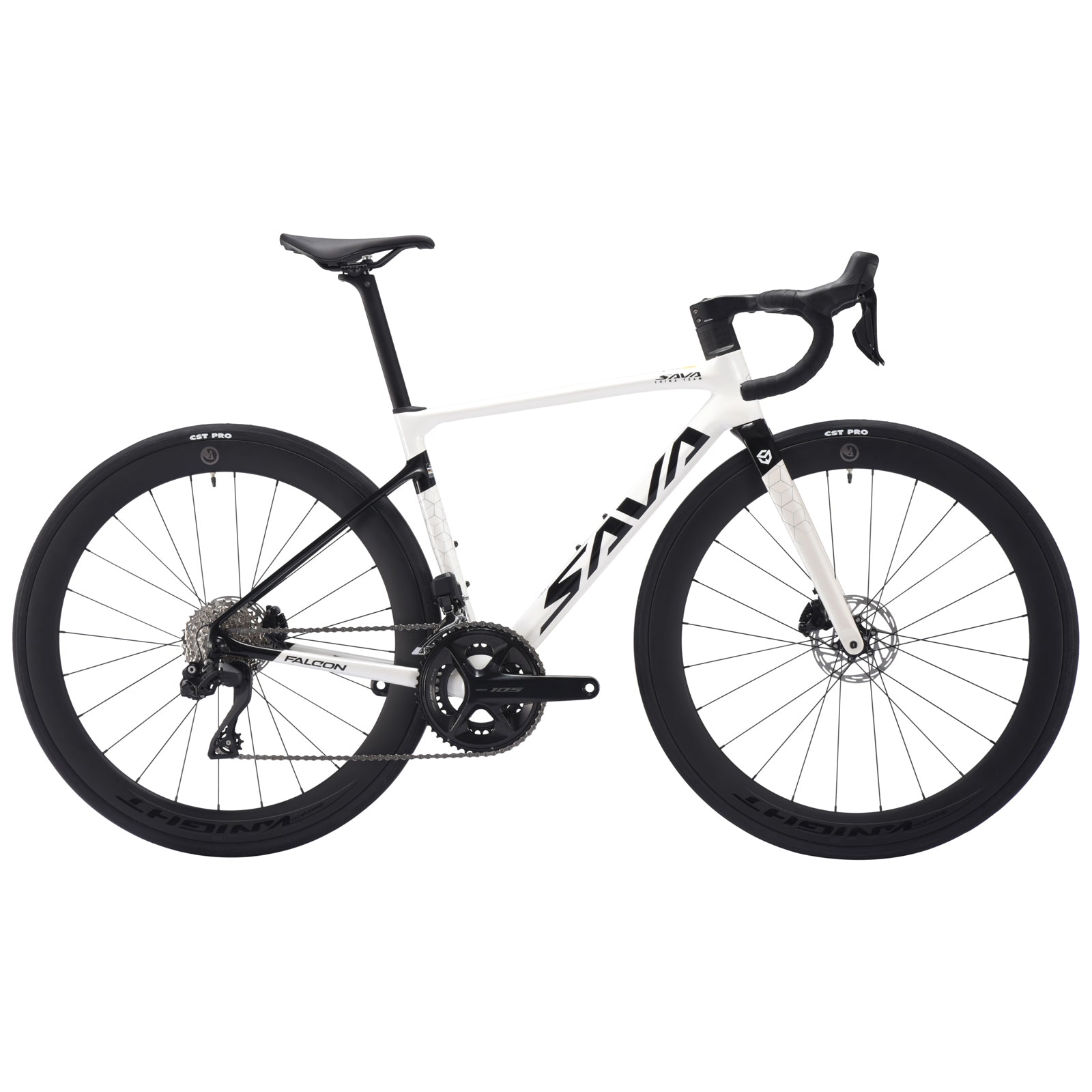 2026 SAVA M-Falcoh carbon race bike-Black white-shimano 105 di2 groupset-700c carbon wheels