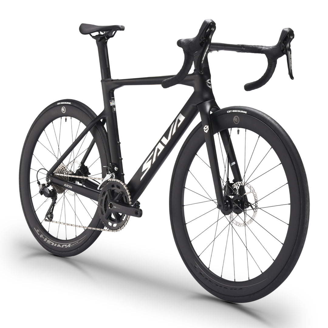 2026 SAVA A7L Full Carbon Road Bike-Black-45-degree angle