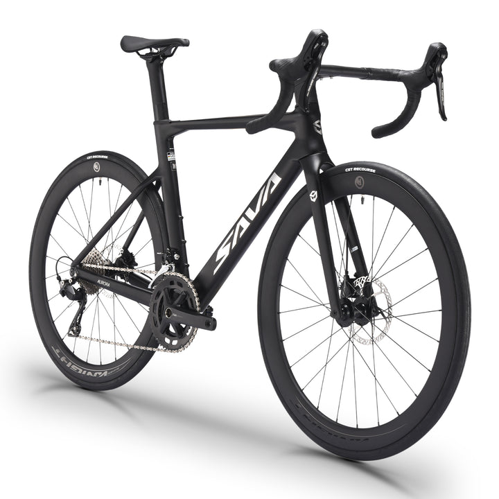 2026 SAVA A7L Full Carbon Road Bike-Black-45-degree angle