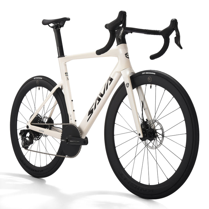 White 2026 sava a7 se carbon electronic shifting race bike-side view