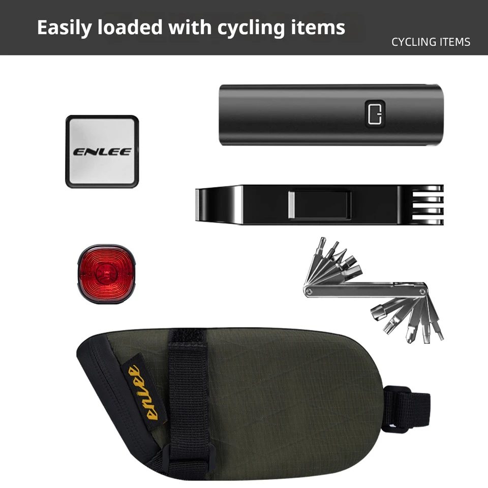 ENLEE E2493 Olive Green Bicycle Saddle Bag 1.3L image 3