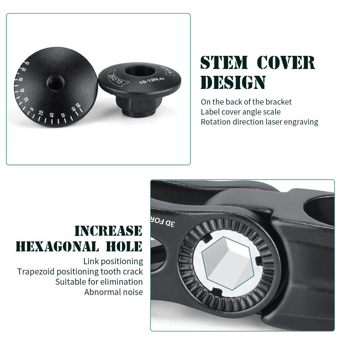 Compatible mountain bike rise stem with anti-slip design, suitable for aggressive trail riding.