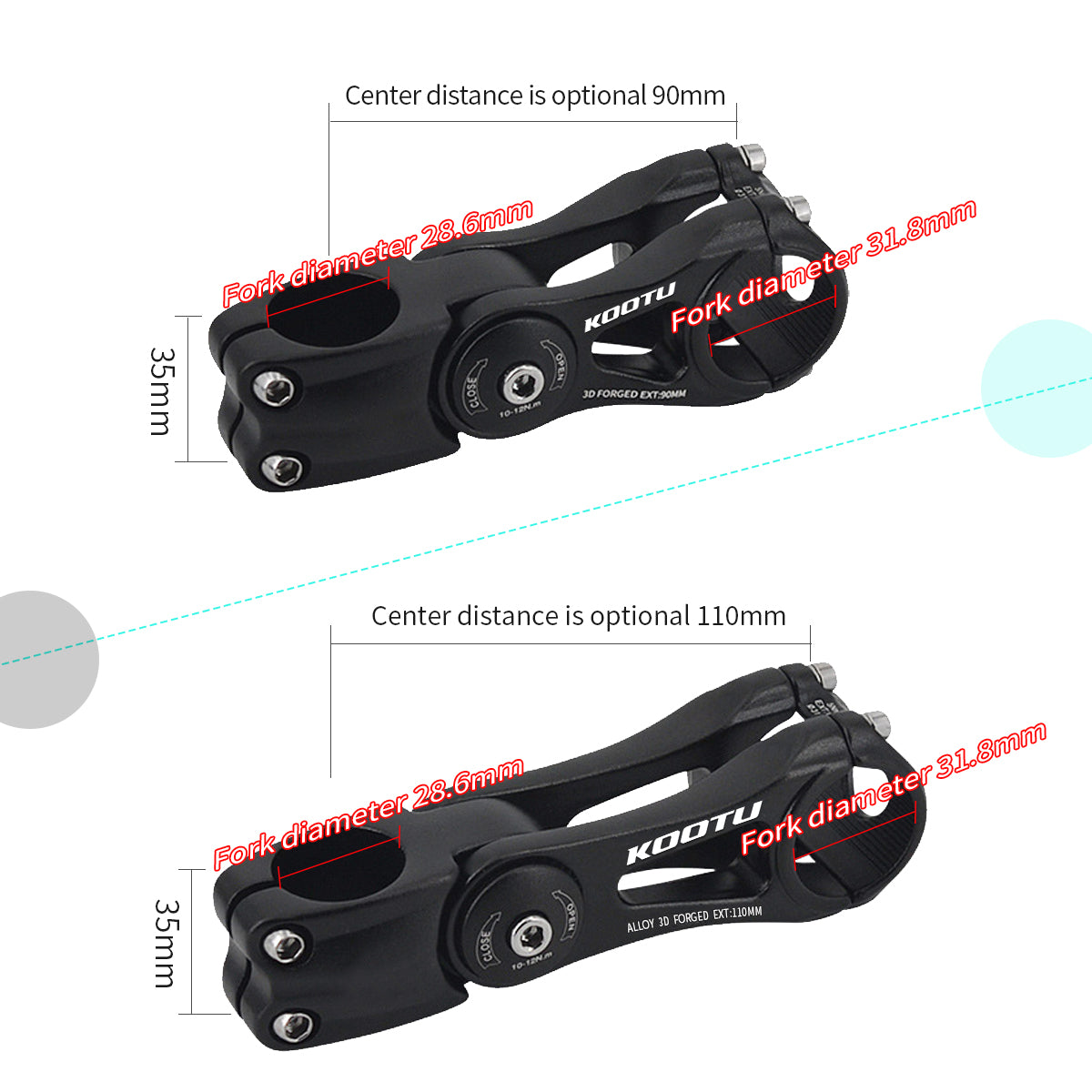 Installation angle demonstration of durable steel rise stem for MTB, improving riding posture.