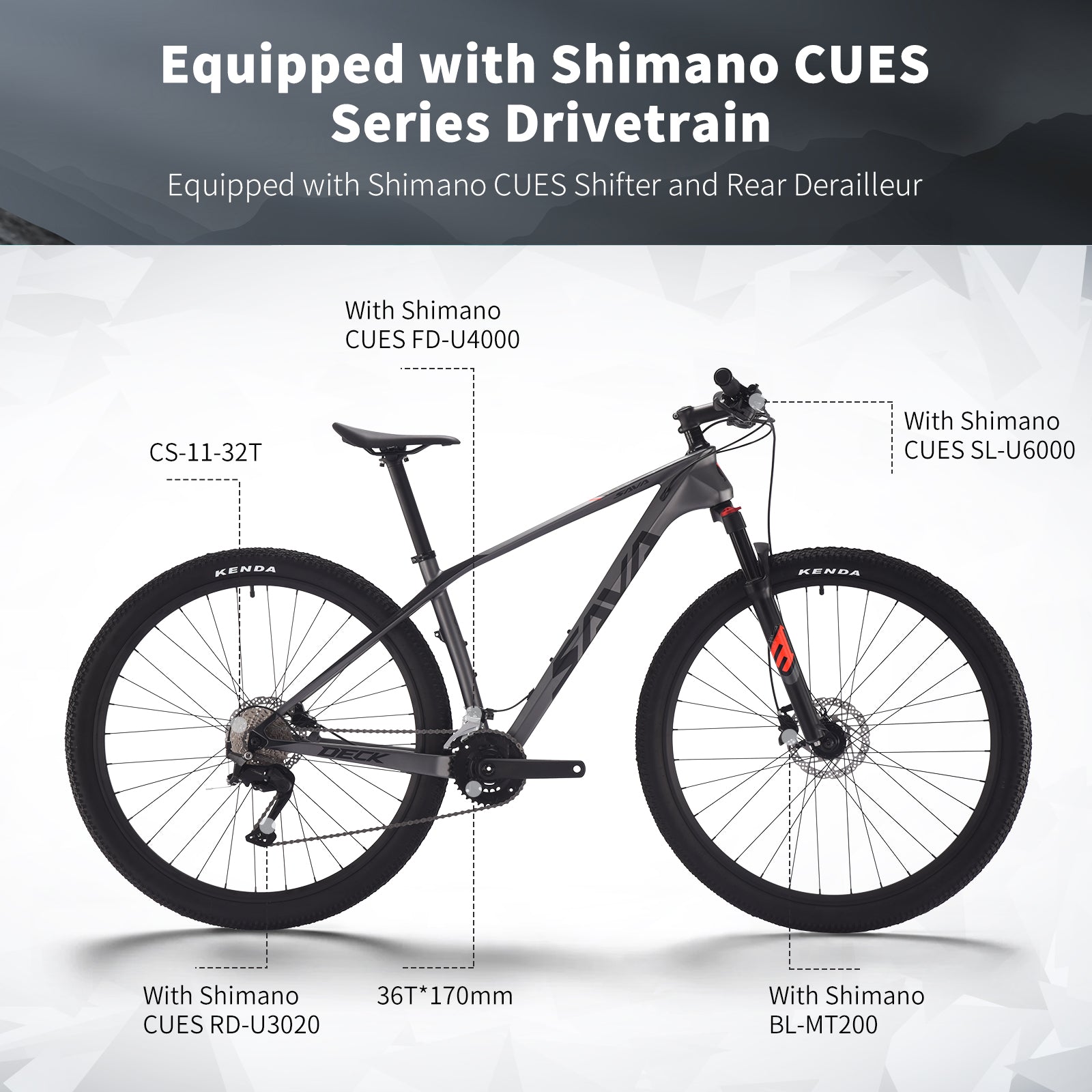 SAVA DECK2.0 comes with shimano cues drivetrain