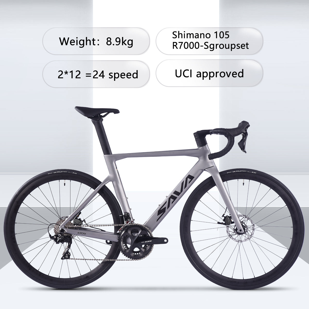 SAVA ロードバイク ブラック グラデーション SAVA Carbon Frame Disc Brake Road Bike with SHIMANO SORA Group