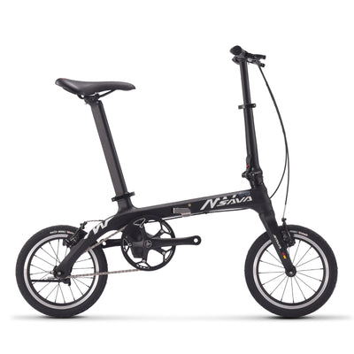 SAVA black carbon folding bike with compact frame and sleek design on white background
