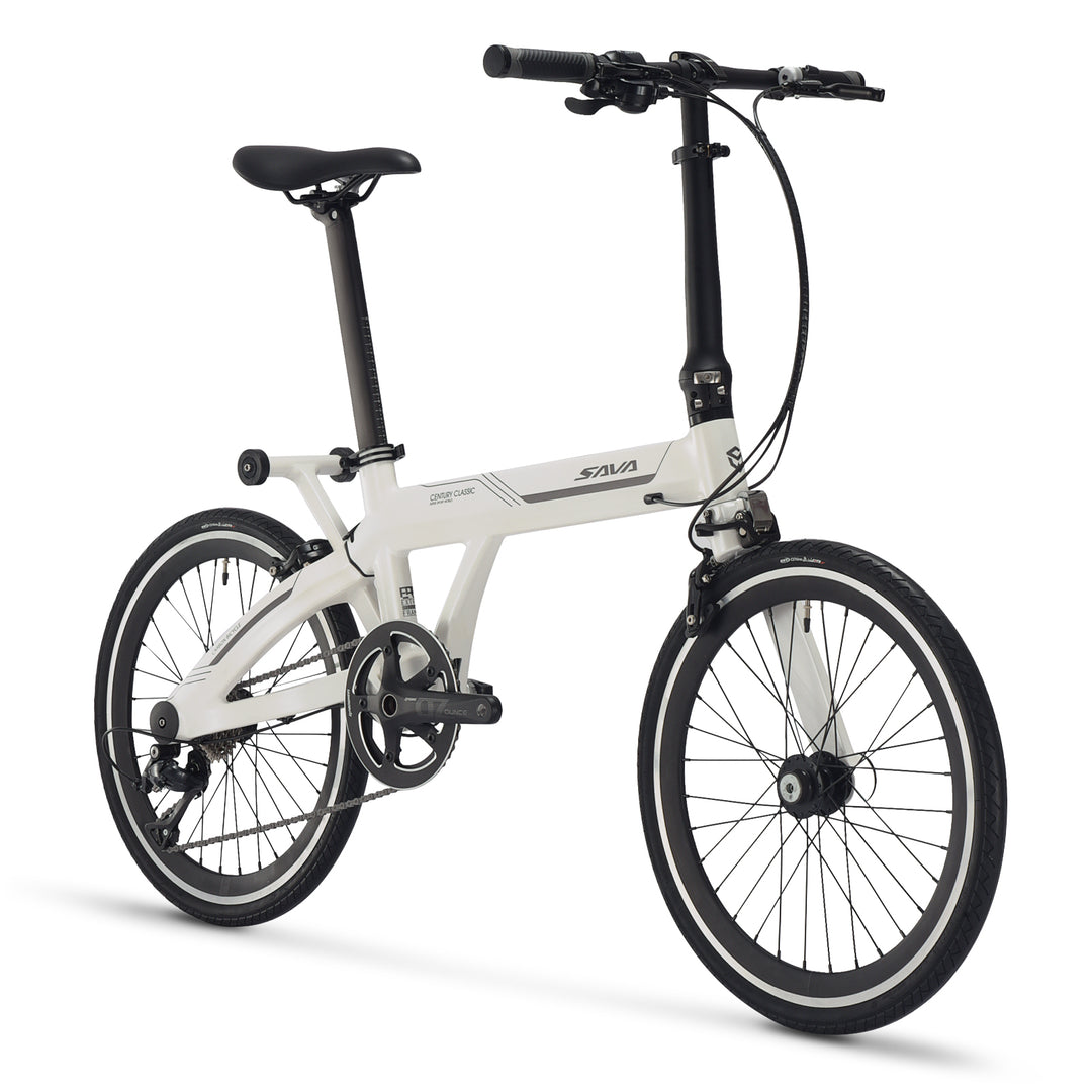 SAVA 20-inch SAVA Z3 Single-Arm Carbon Fiber Folding Bike Portable Folding Bicycle-White