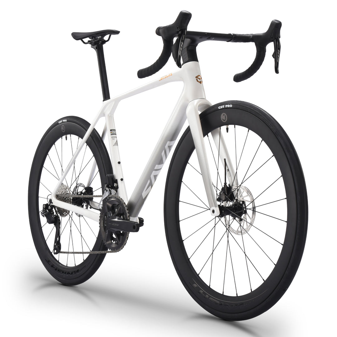 AeroX R7 Lunar Eclipse Titanium Gold carbon road bike side view