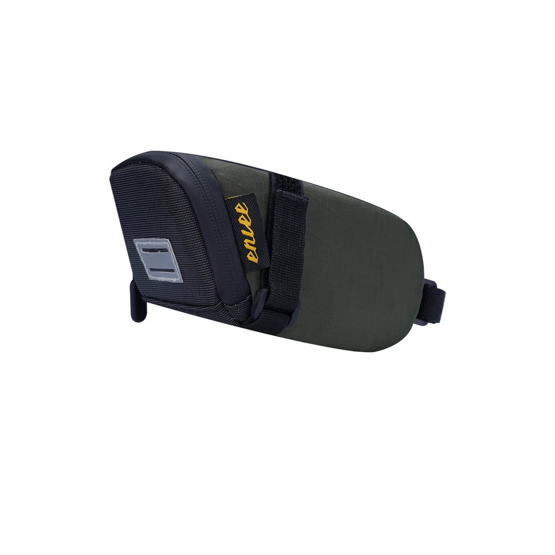 ENLEE 1.3L olive green compact bicycle seat bag for bike packing and commuting.