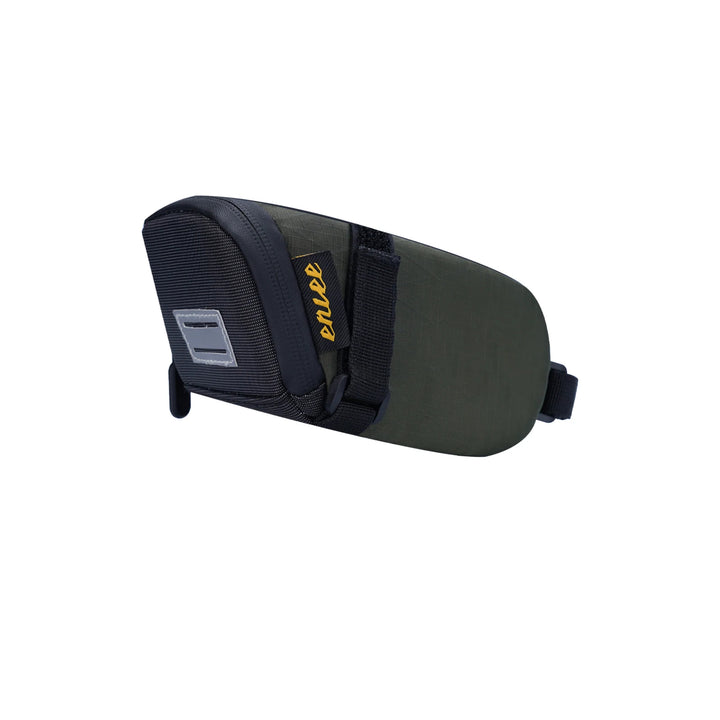 ENLEE 1.3L olive green compact bicycle seat bag for bike packing and commuting.