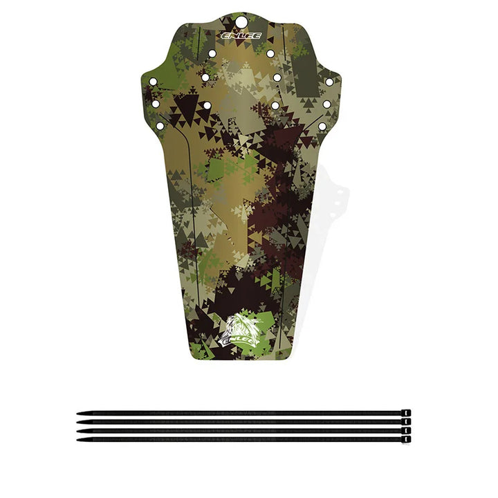 ENLEE universal camo bike mudguard with black zip tie mounting hardware