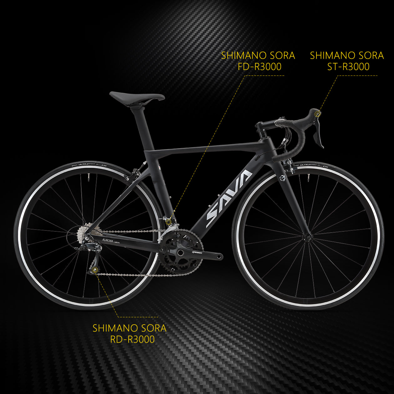 2023 SAVA AURORA SR3.0 Carbon Road Bike V Brake SHIMANO SORA 18