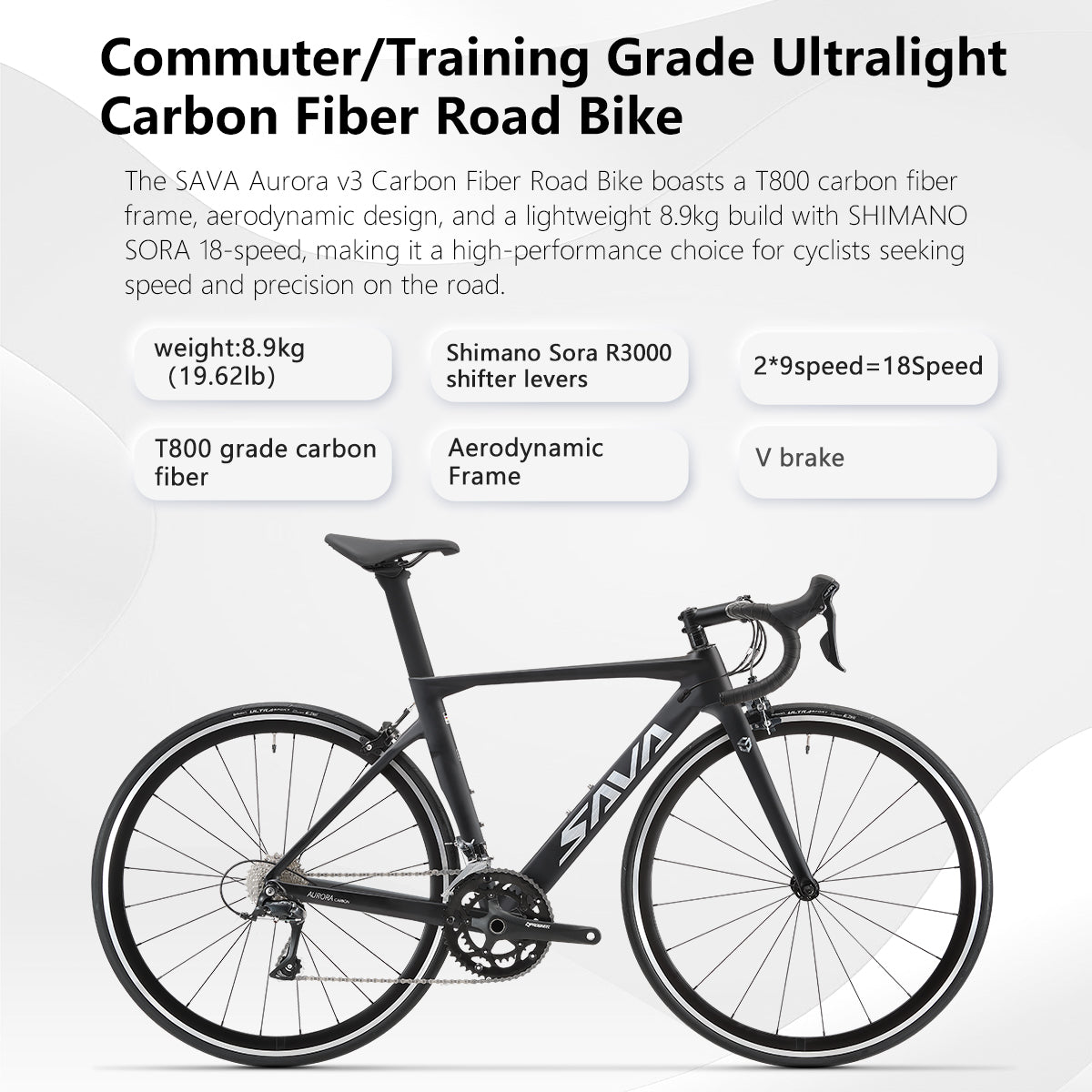 V Brake Carbon Bike |SHIMANO SORA 18 SPD|Warwind 3.0 Pro