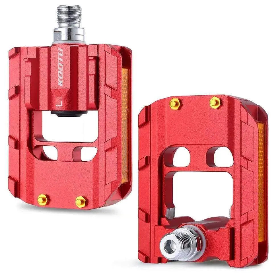Kootu Pedals Folding Bicycle Aluminum Folding Bike Pedal, Red