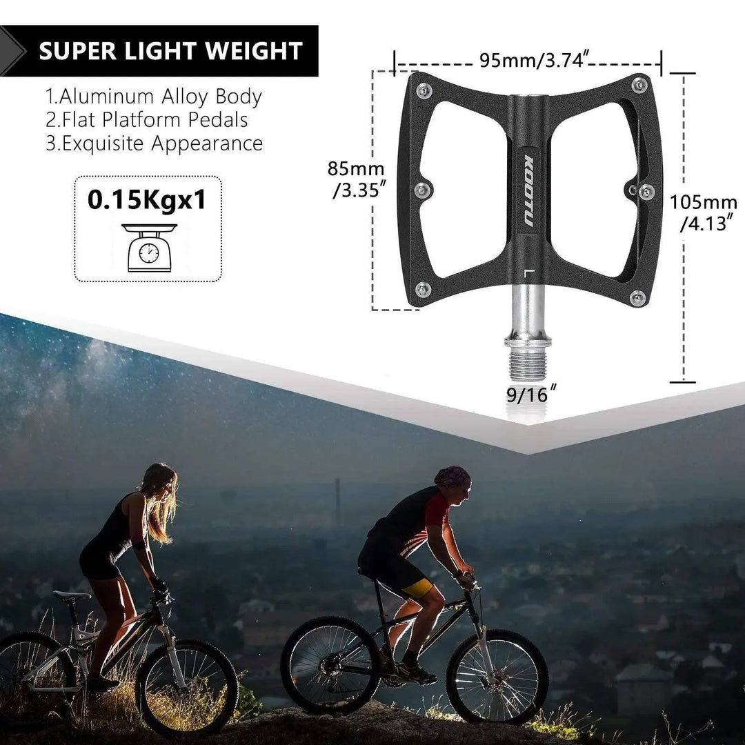 bike pedal dimensions Platform Mountain Bike Pedals Aluminum 9/16" Flat Mtb Pedals