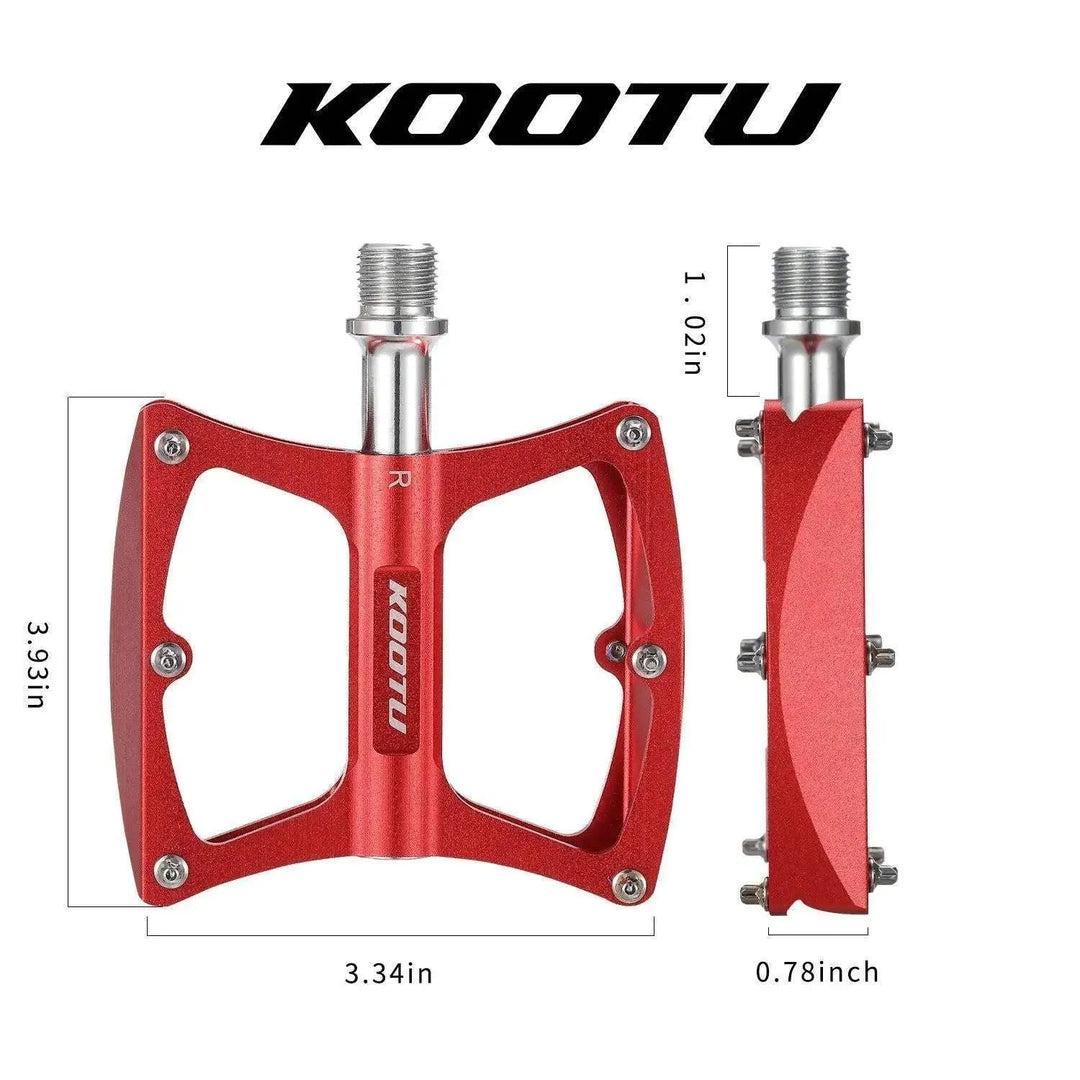 Pedales de bicicleta de montaña con plataforma KOOTU, pedales planos de aluminio de 9/16