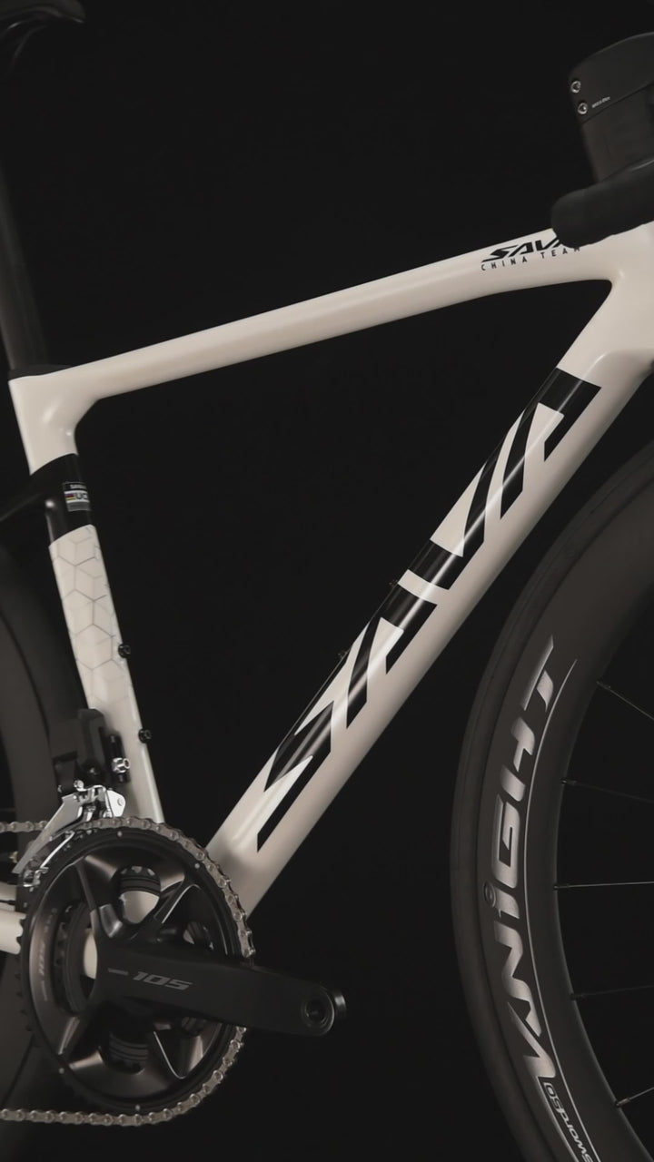 SAVA M-Falcoh-105 Di2 full carbon road bike-balck white video