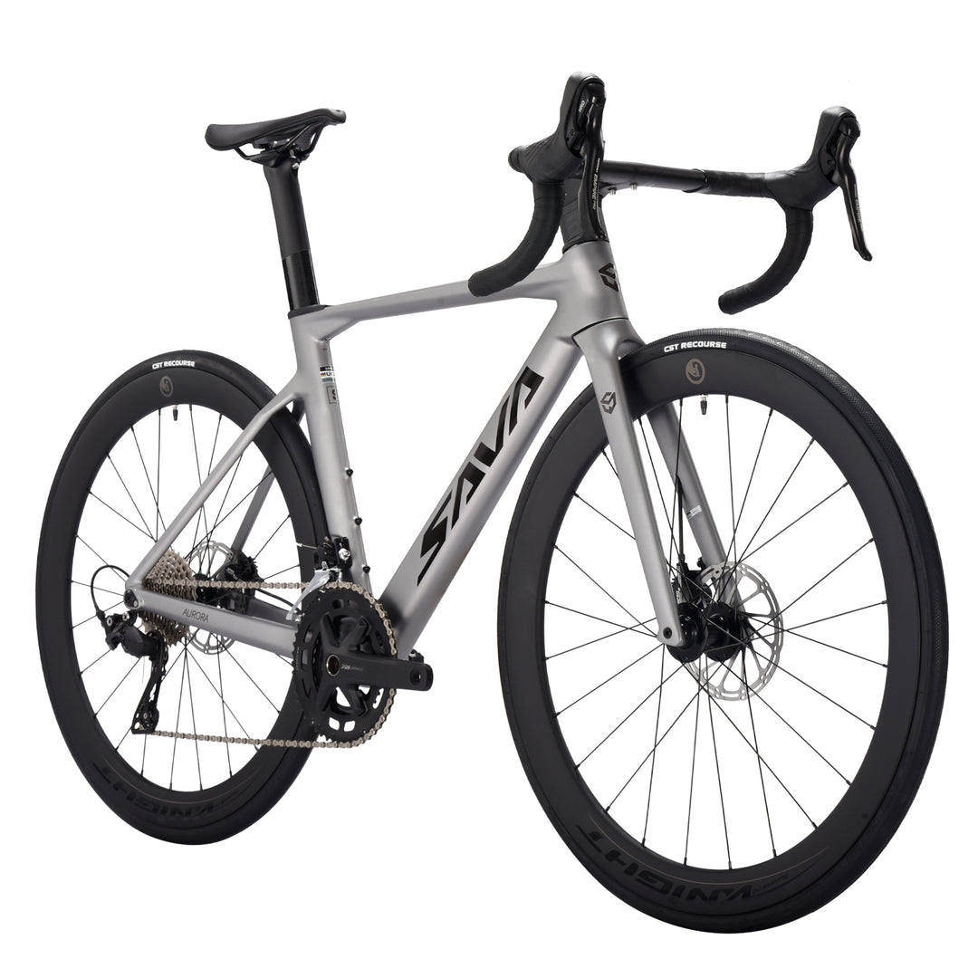 2026 SAVA A7L carbon road bike silver front 45-degree white background image