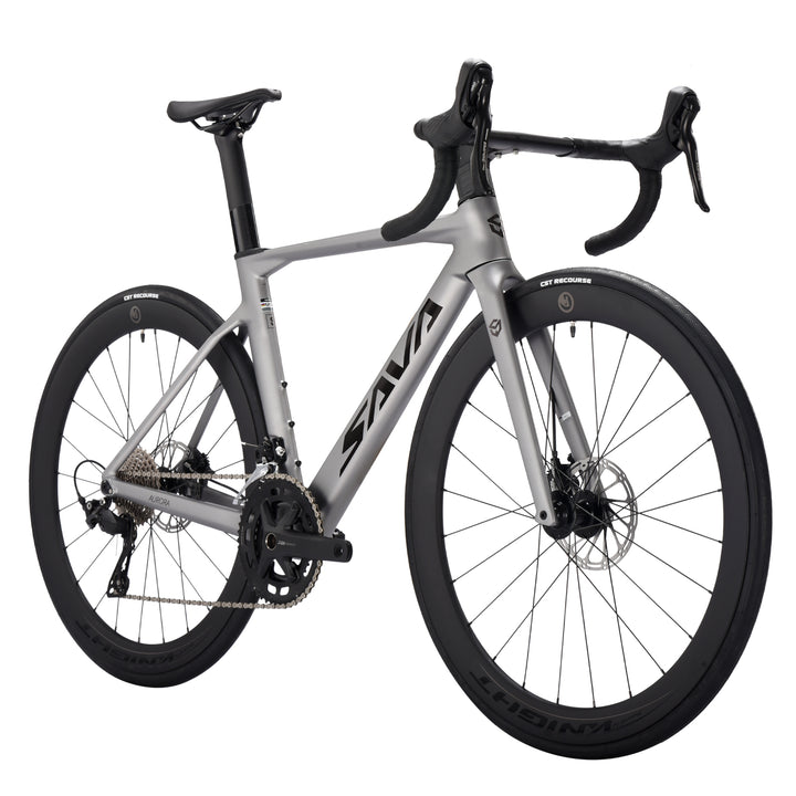 2026 SAVA A7L carbon road bike silver front 45-degree white background image