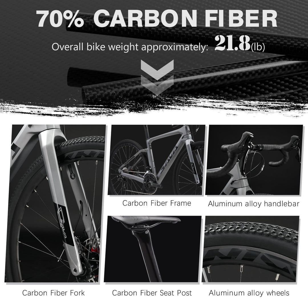 SAVA R11 Carbon Fiber Gravel Road Bike 700x40C Gravel Tires R7000 22 Speed - SAVA Carbon Bike