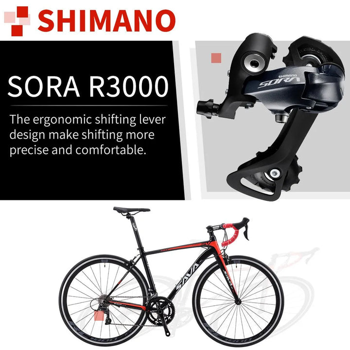 SAVA R6 Aluminium Alloy Road Bike Carbon Fork Sora R3000 18 Speed - SAVA Carbon Bike