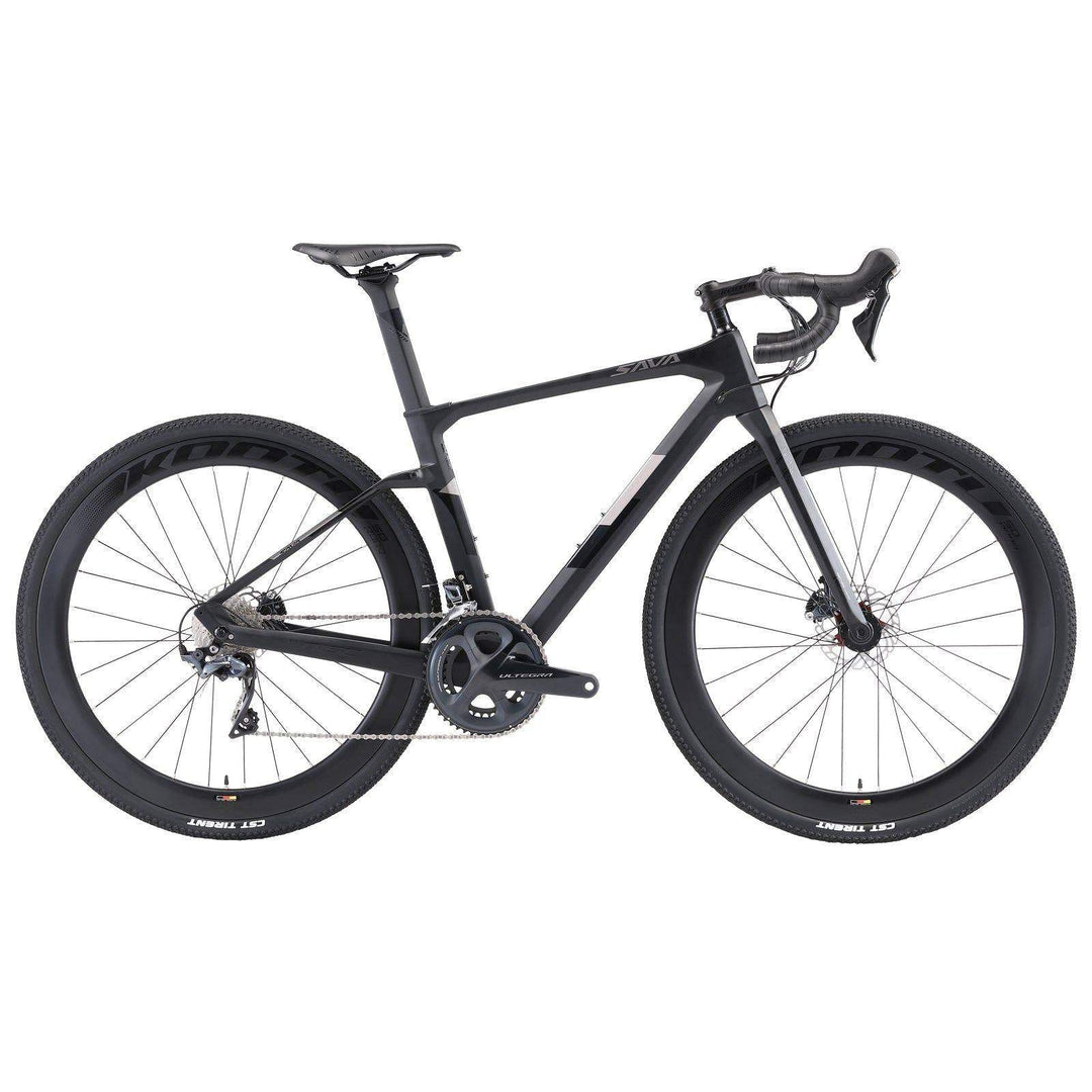 Bicicleta de carretera de carbono con freno de disco hidráulico, bicicleta  de carretera de fibra de carbono con 22 velocidades (color: negro)
