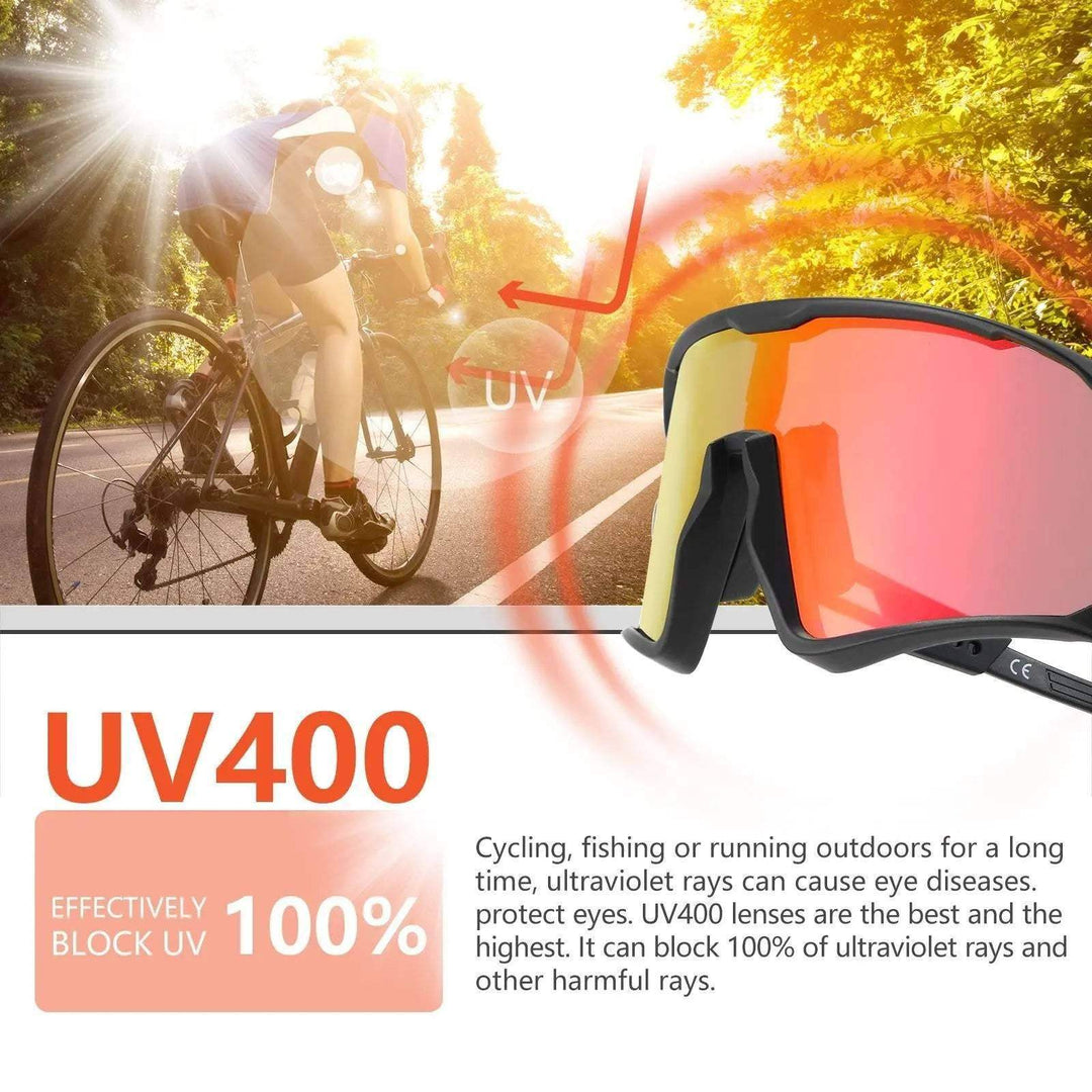 Unisex Cycling Sunglasses Polarized Glasses For Road MTB, Black