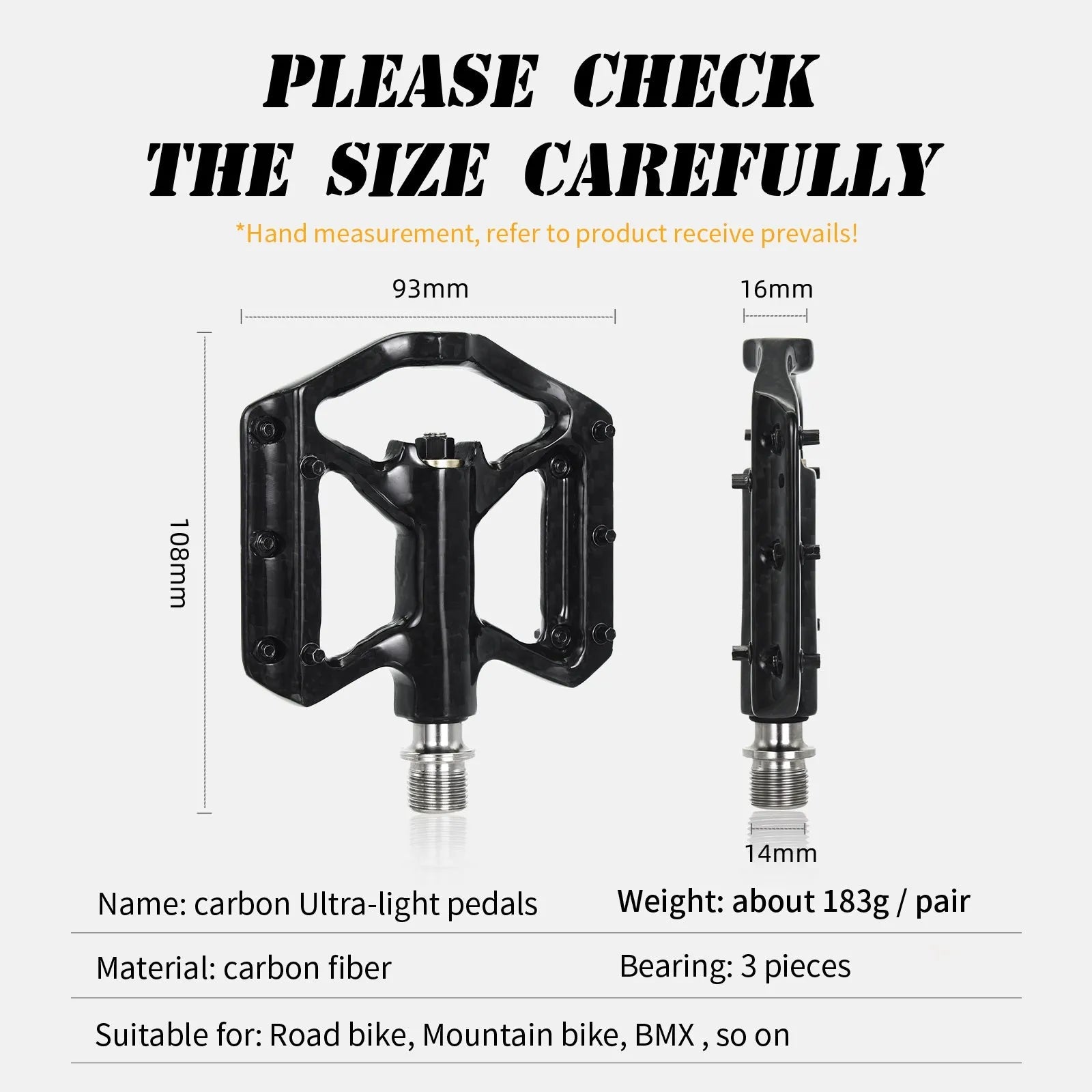 Carbon Fiber Mountain Bike Flat Pedals