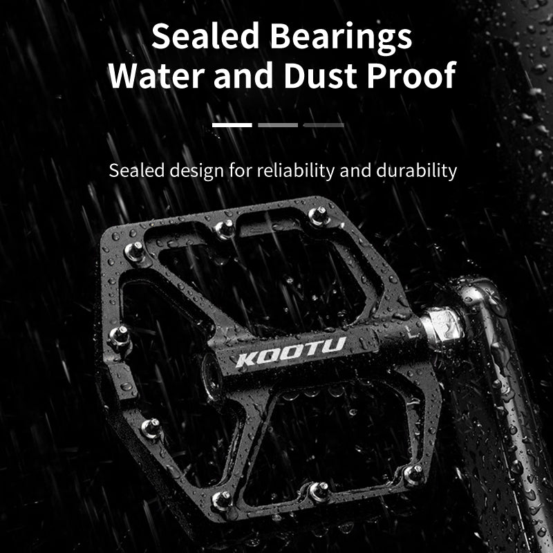 kootu gravel bike KOOTU Mountain Bike Pedals, 9/16 Bicycle Pedals Aluminum Alloy, 3 Sealed Bearings, Cycling Wide Platform Flat Bikes Pedals Antiskid Waterproof
